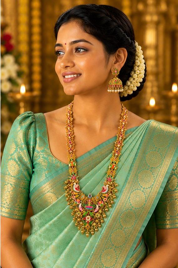 Temple Lakshmi choker and haram Combo Set