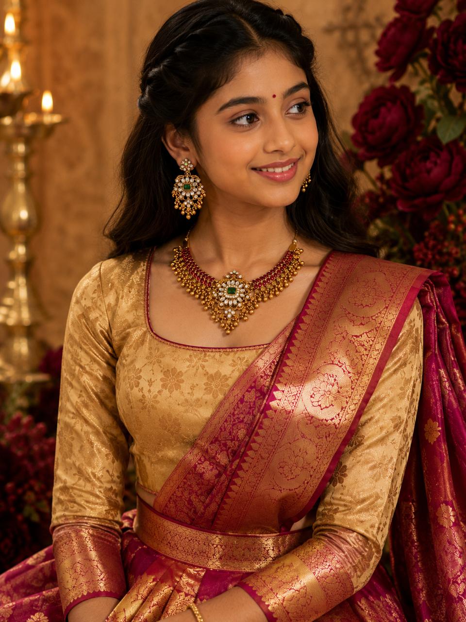 Traditional Kundan Choker Set with Ruby & Emerald Accents