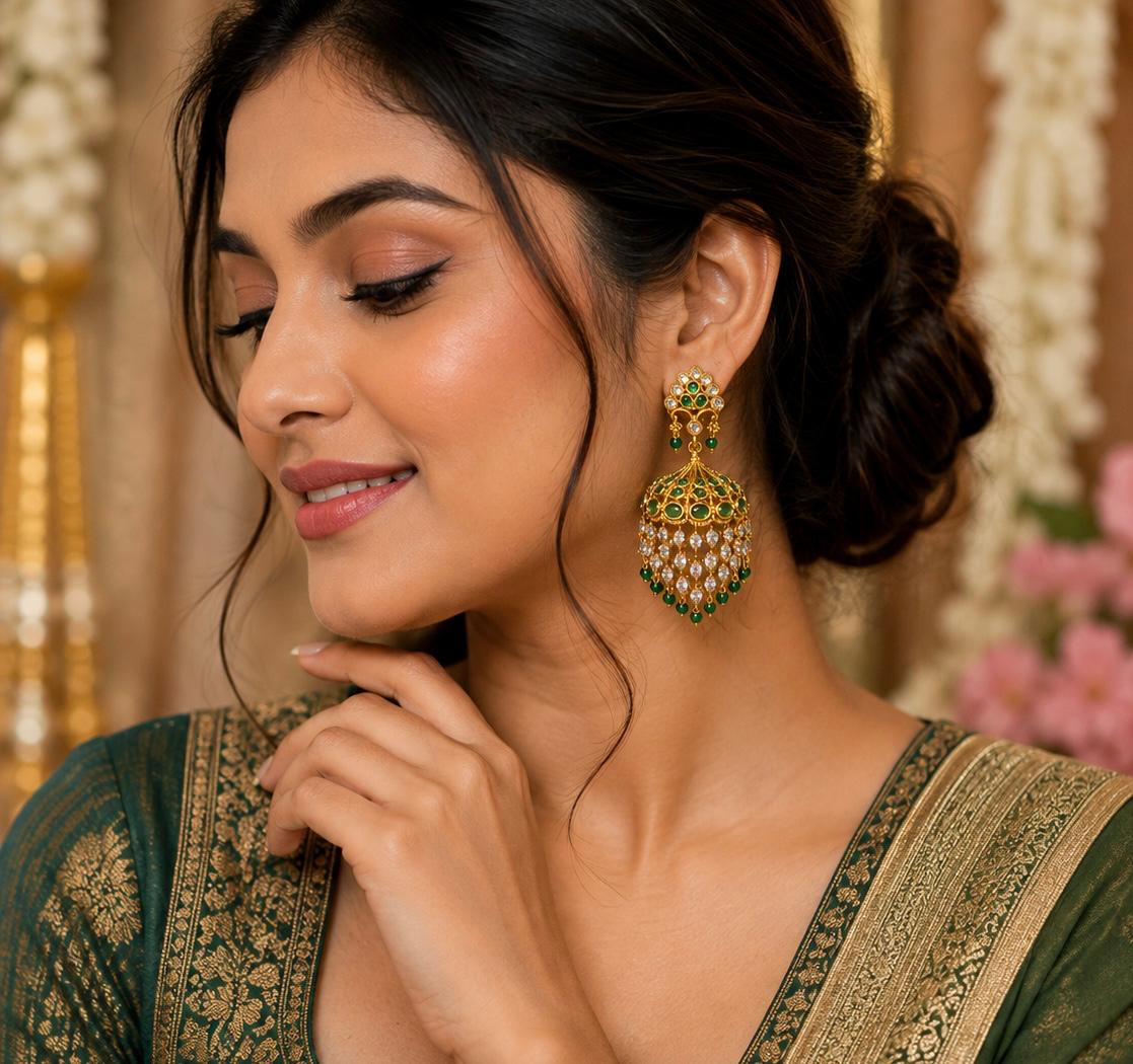 Traditional Green Jhumka Earrings