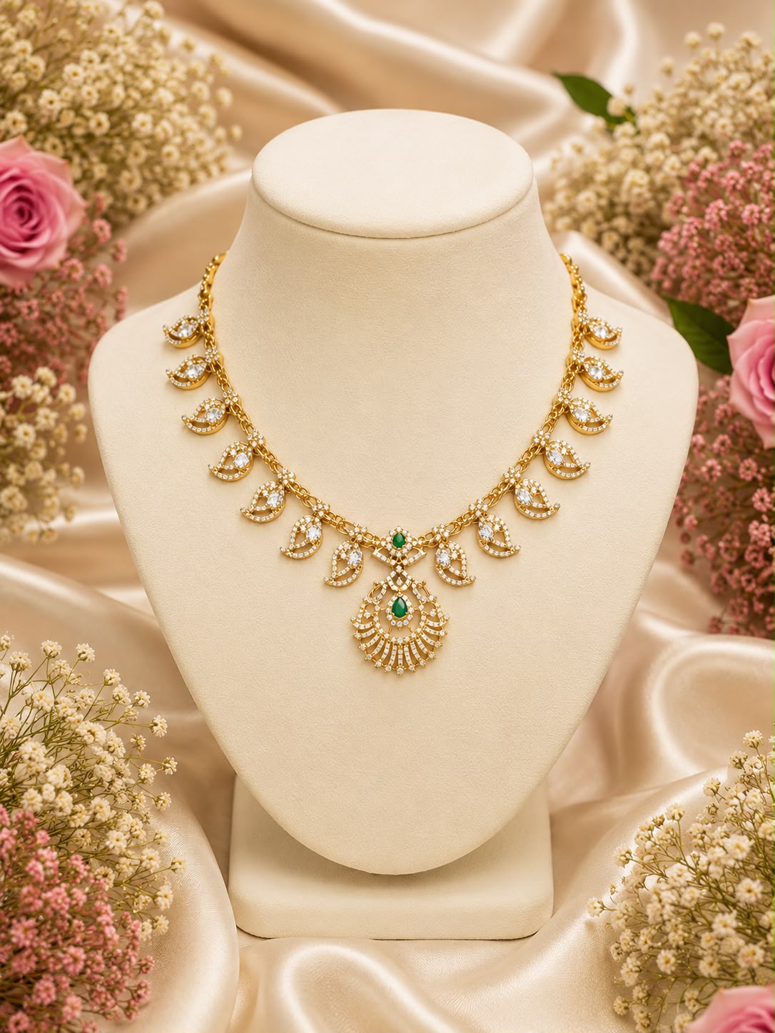 Peacock Leaf Necklace Set