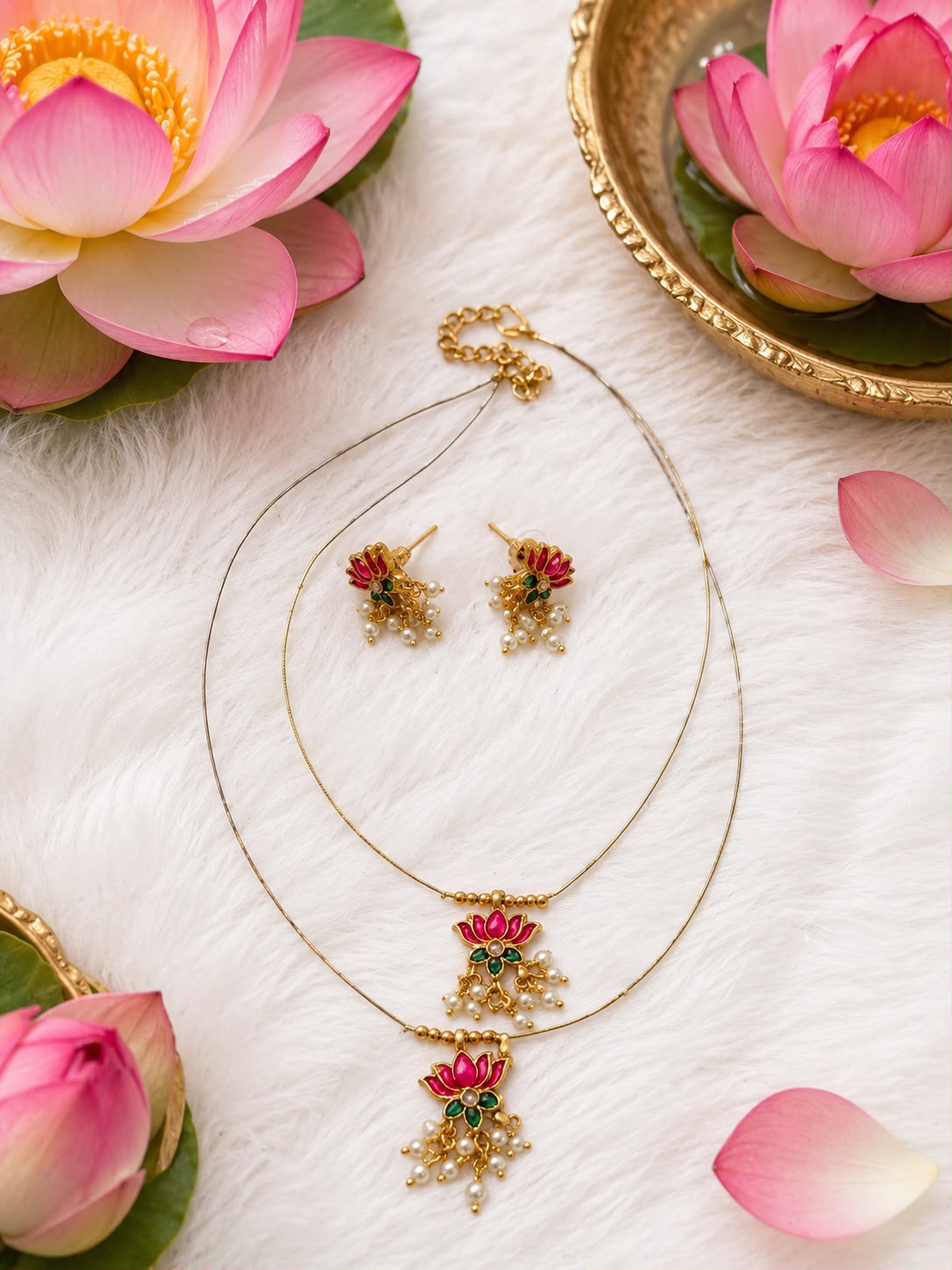 Kids’ Lotus Pendant Necklace Set
