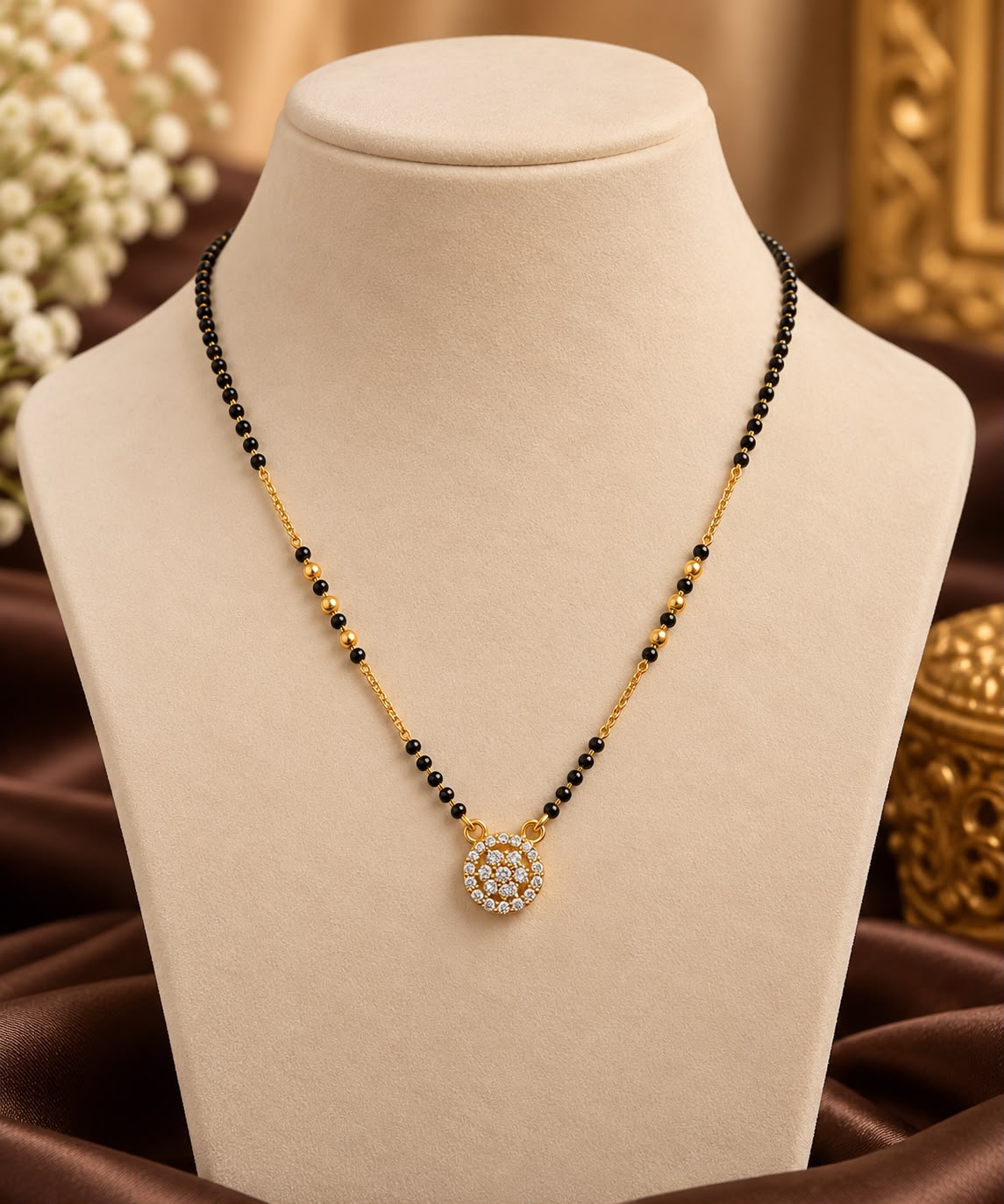 Elegant Short Black Beaded Mangalsutra