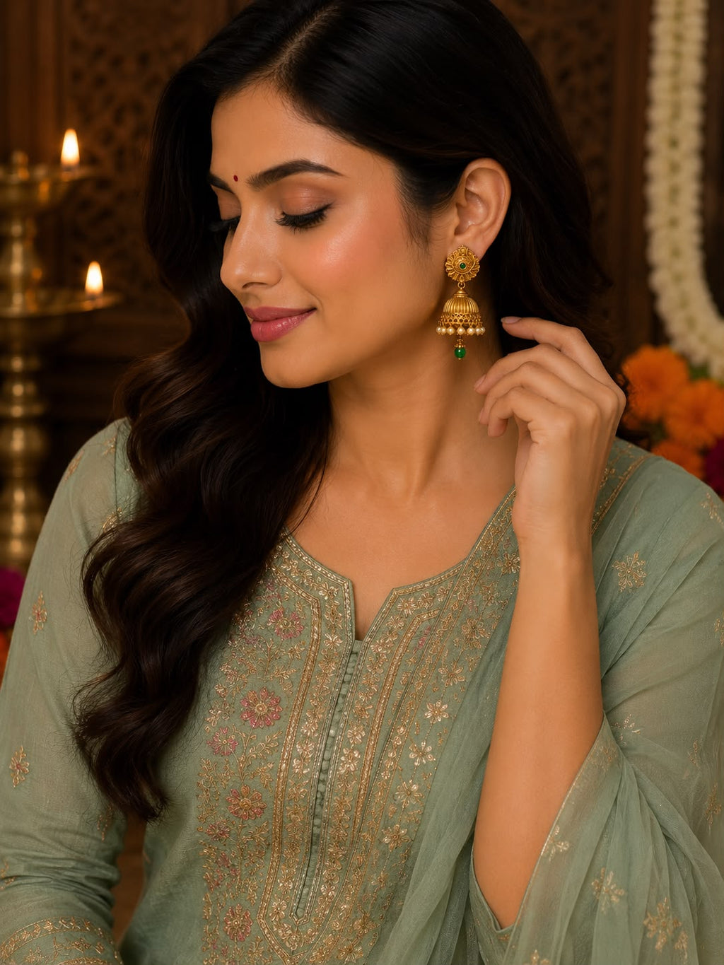 Traditional Gold Jhumka Earrings
