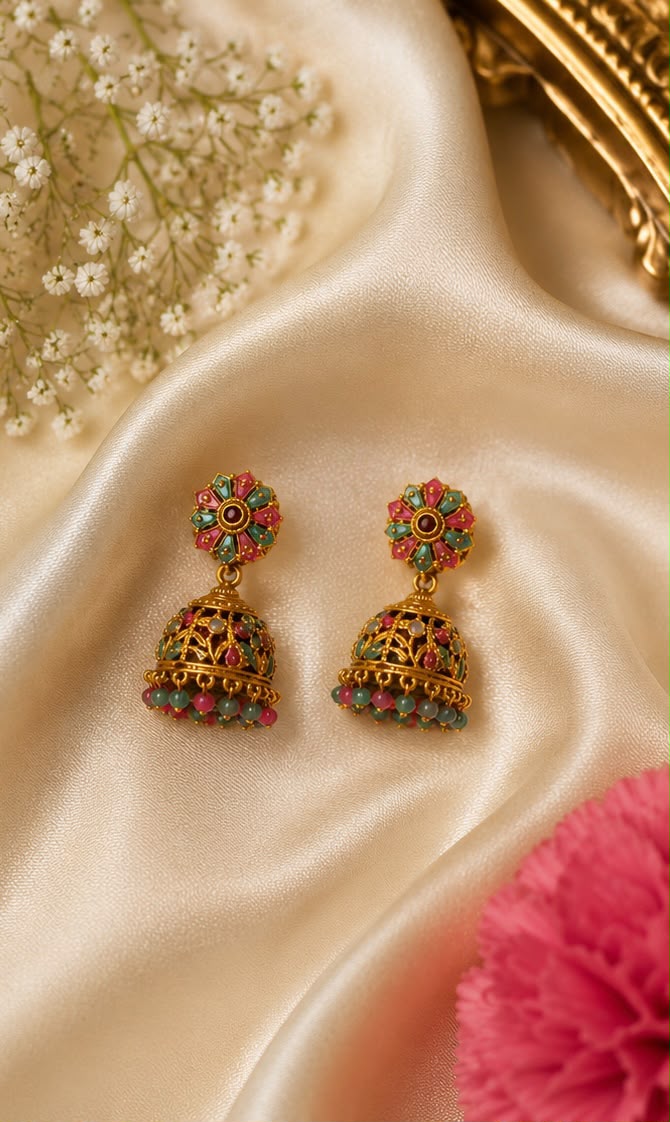 Traditional Multicolor Antique Jhumkas – 3.5 cm