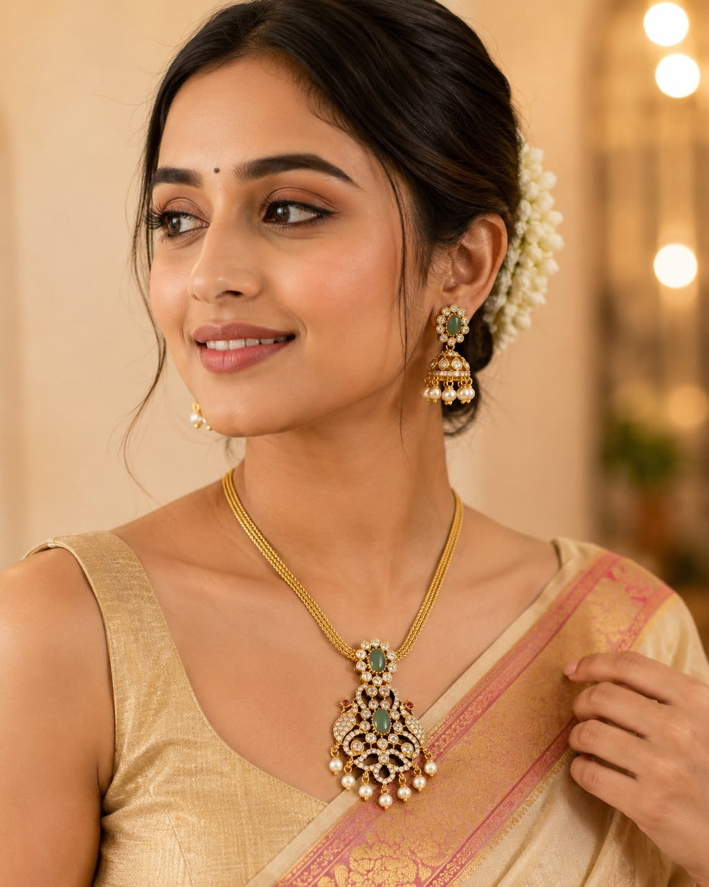 Elegant 1 Gram Gold Pendant Necklace Set