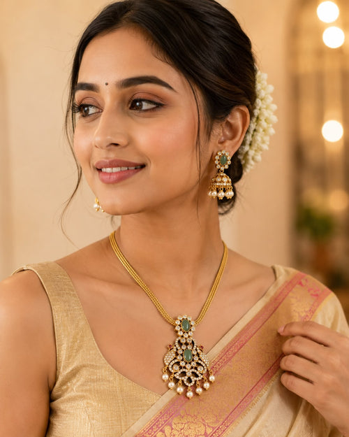 Elegant 1 Gram Gold Pendant Necklace Set