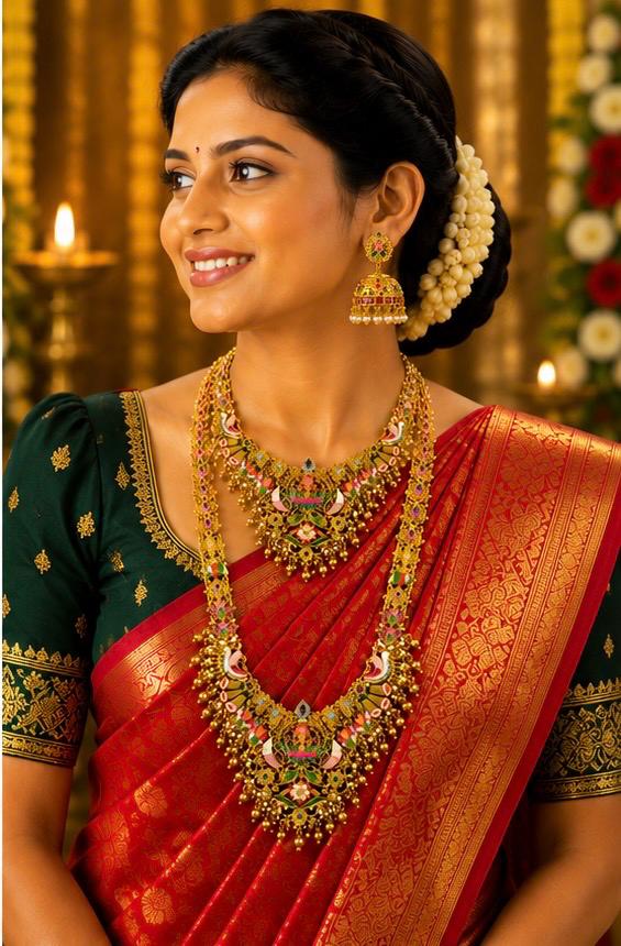 Temple Lakshmi choker and haram Combo Set
