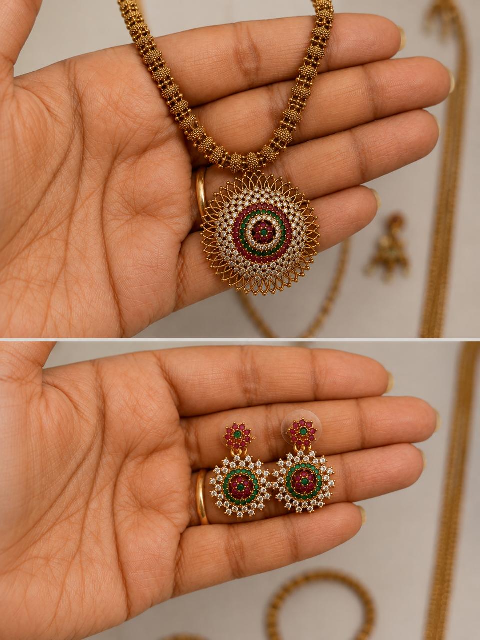 Elegant Gold-Tone Pendant Necklace Set