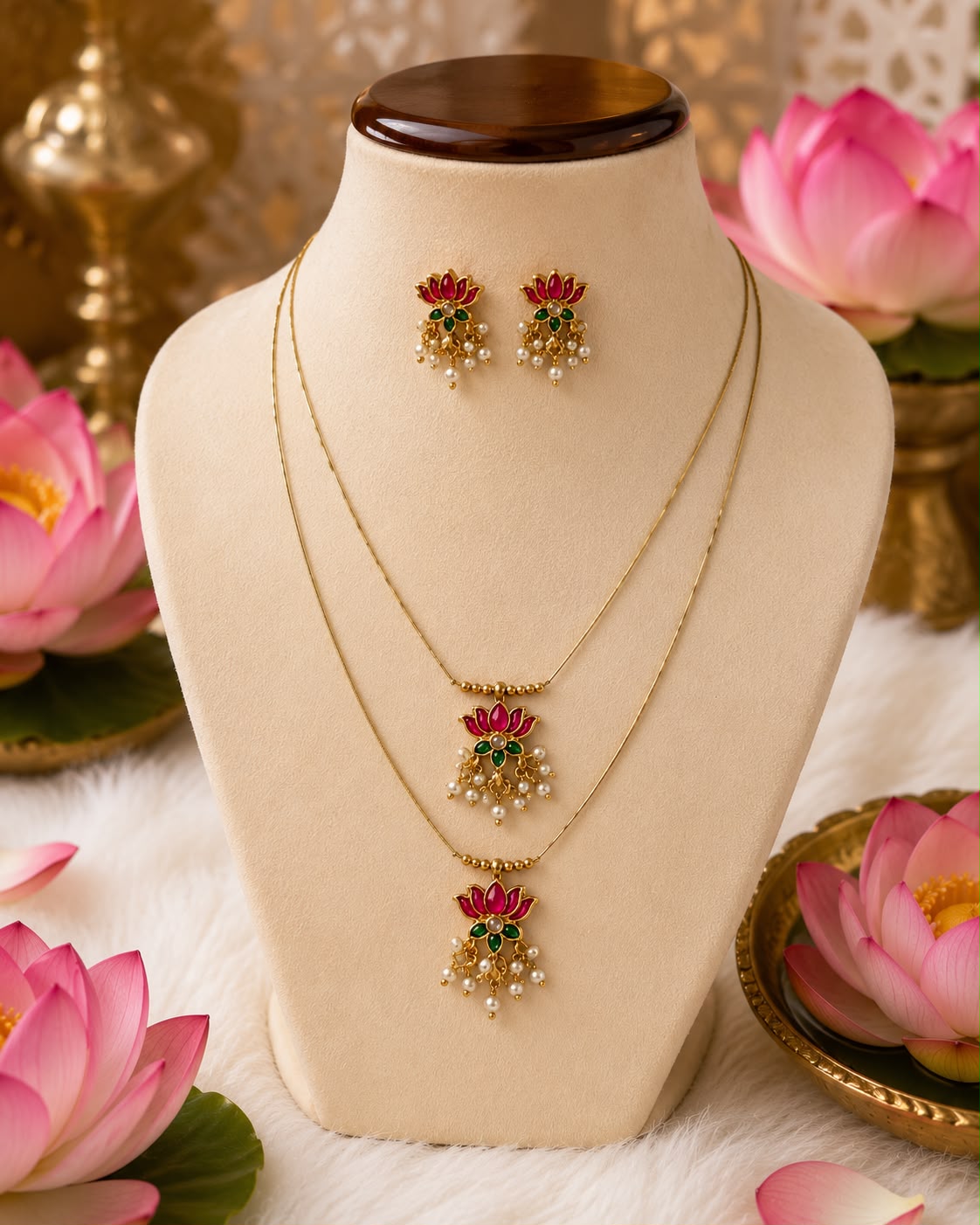 Kids’ Lotus Pendant Necklace Set