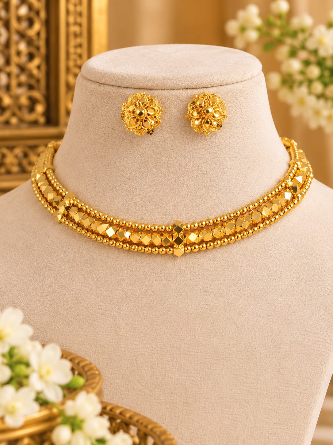 Premium Gold-Tone Traditional Statement Choker Set