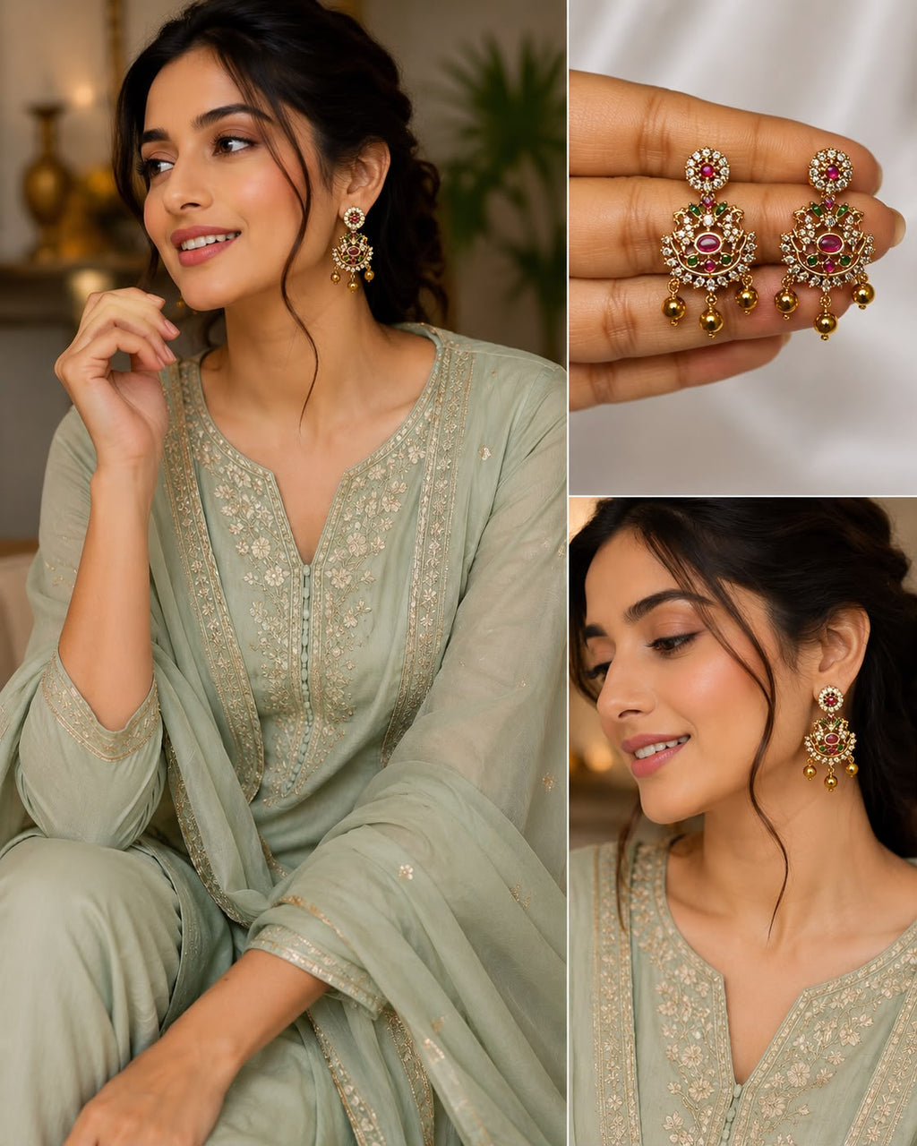 Elegant Multicolor Gold-Tone Designer Earrings ✨