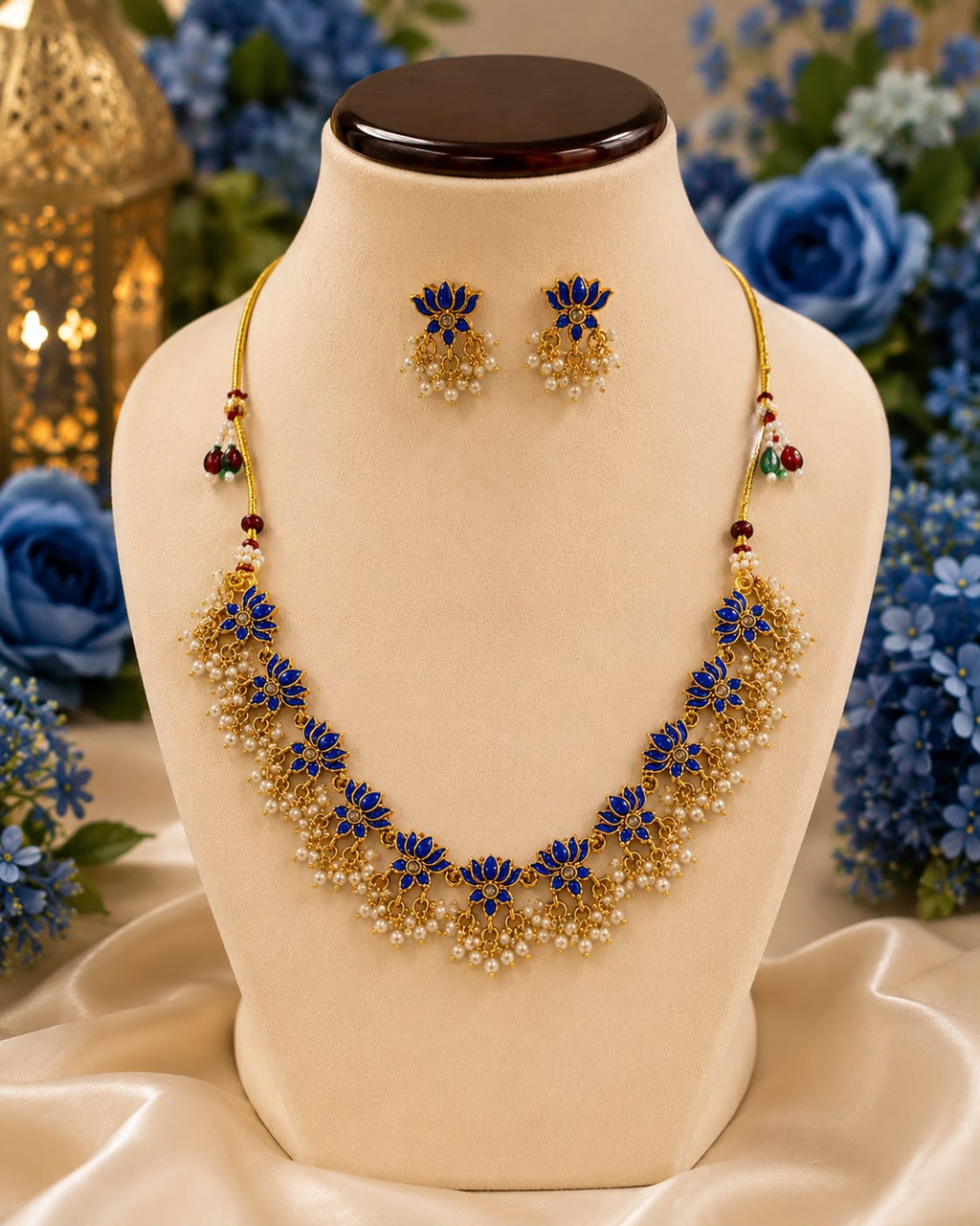 Lotus Pendant Necklace Set