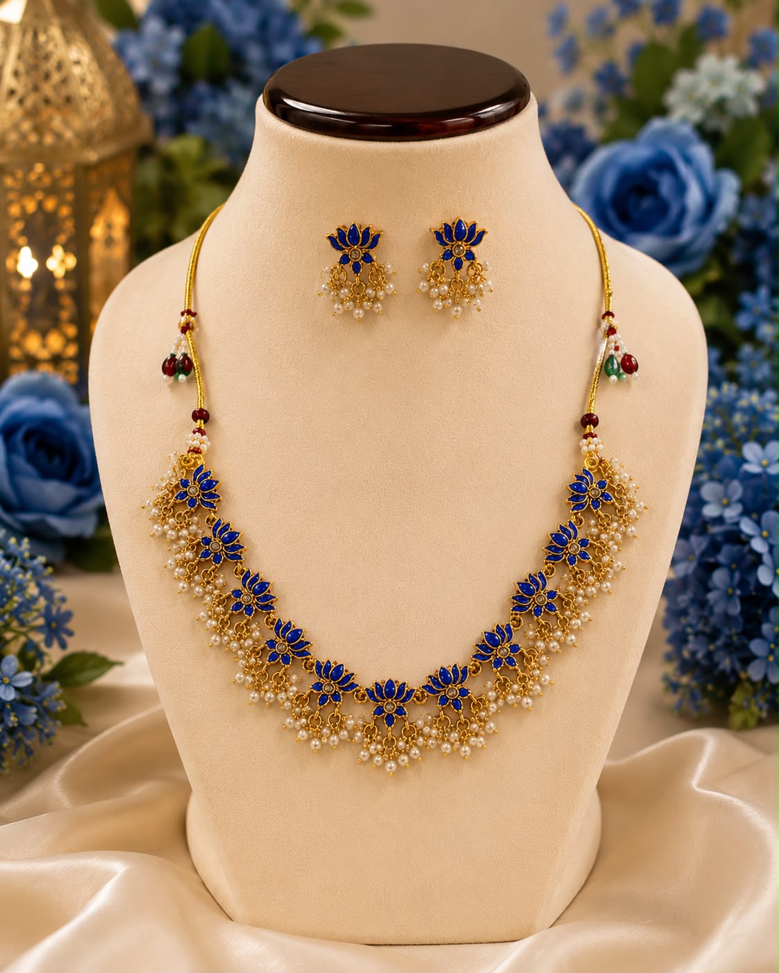 Lotus Pendant Necklace Set