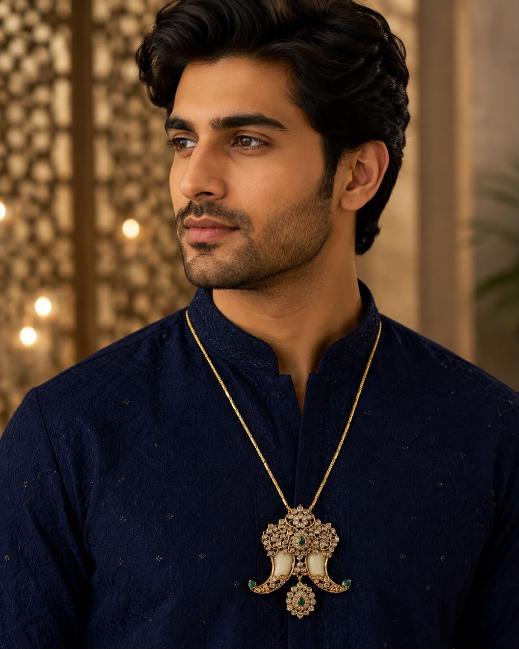 Royal Elephant Motif Pendant Necklace
