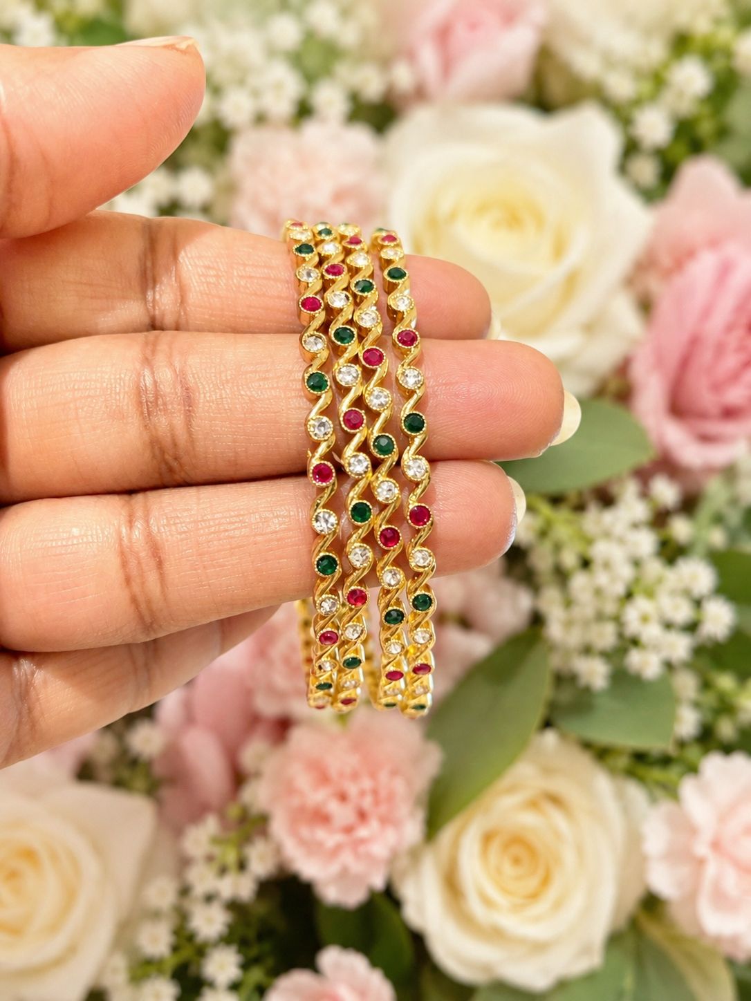 Elegant Multicolor Stone Bangles ✨