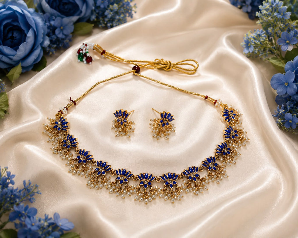 Lotus Pendant Necklace Set
