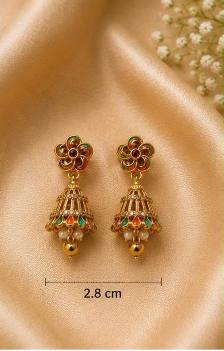 Traditional Multicolor Antique Jhumkas – 4 cm