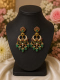 Traditional Ruby and Green Beaded Chandbali Earrings_1